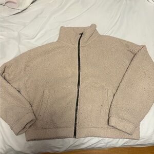 American Eagle Outfitters Cream Teddy Jacket